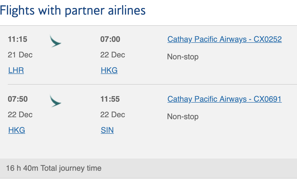british airways flights one page
