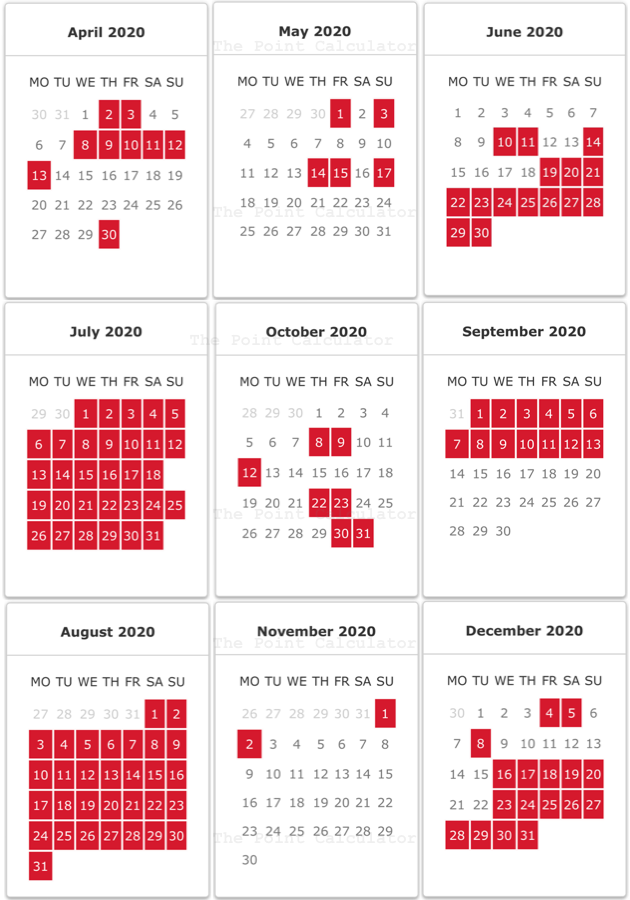 ibera peak off-peak calendar