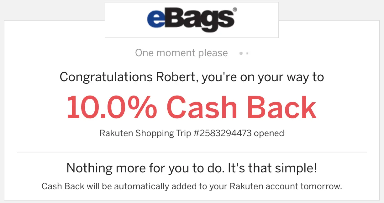 rakuten ebags open