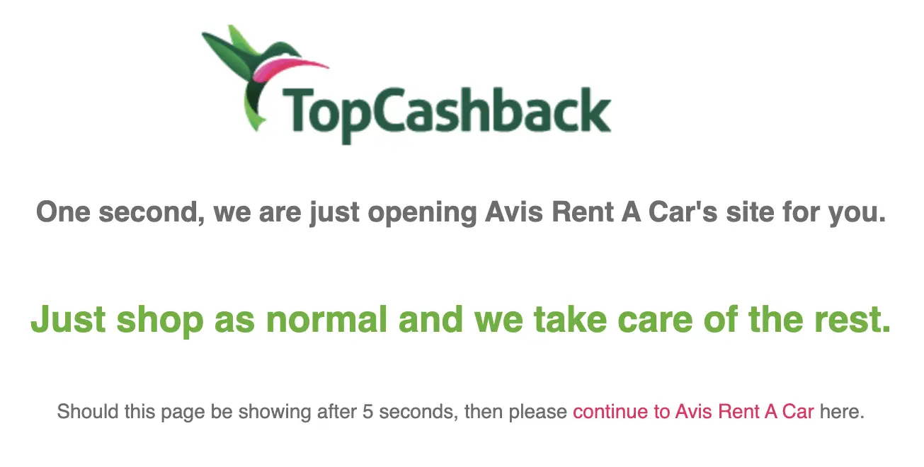 topcashback portal loading