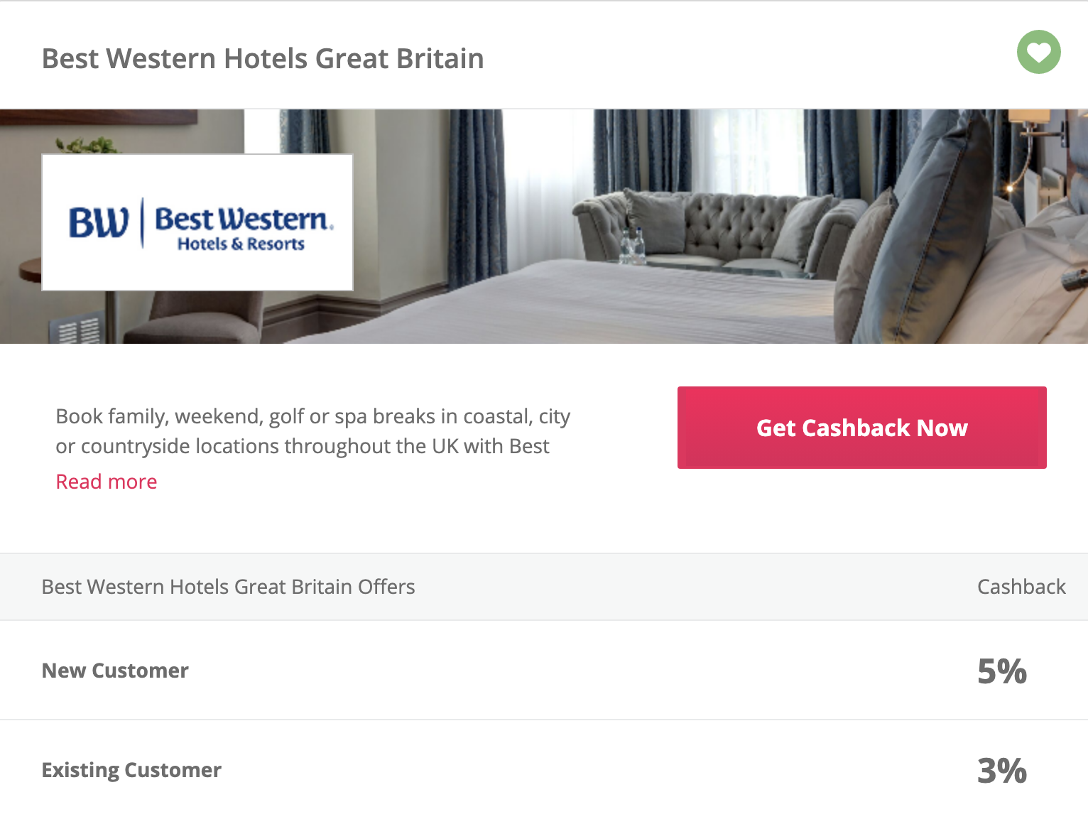topcashback best western great britain