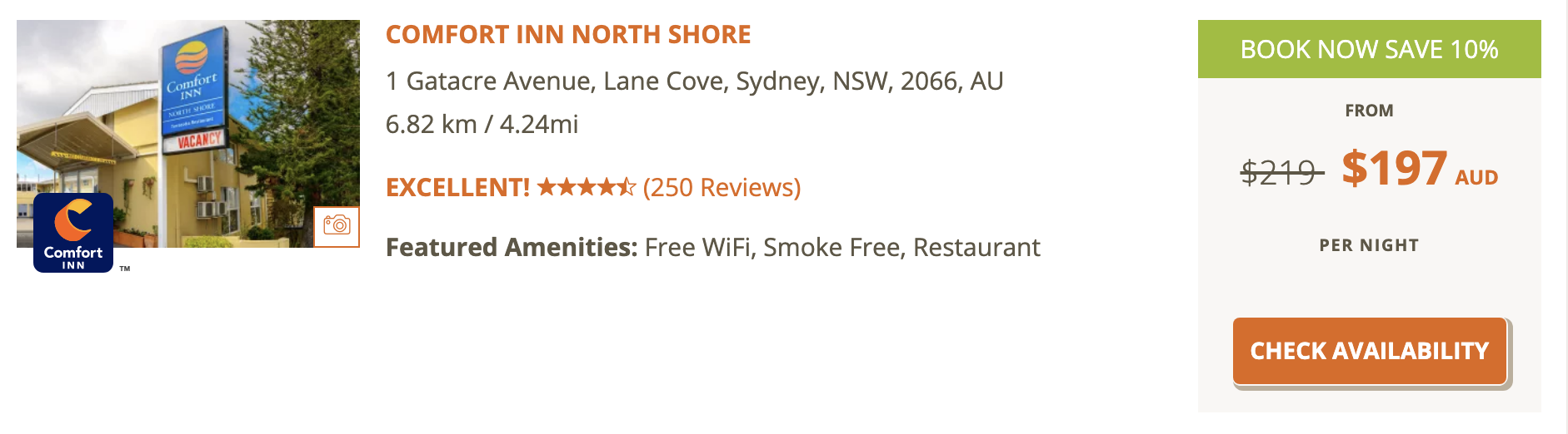 sydney australia comfort inn north shore