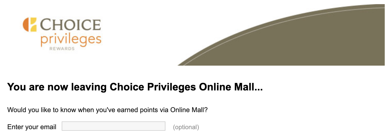 choice privileges online mall email notification