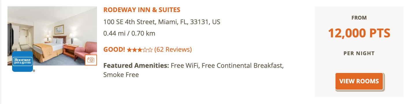 choice hotel miami rodeway inn points
