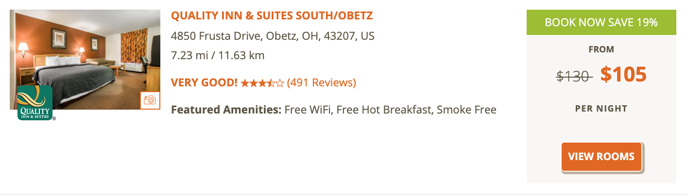 quality inn south obetz cash price