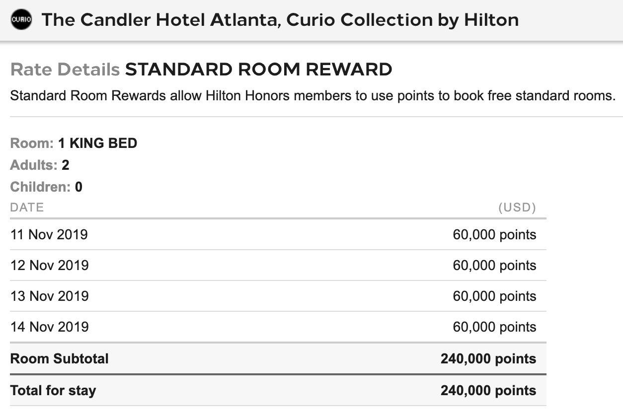 Hilton Candler Points Cost