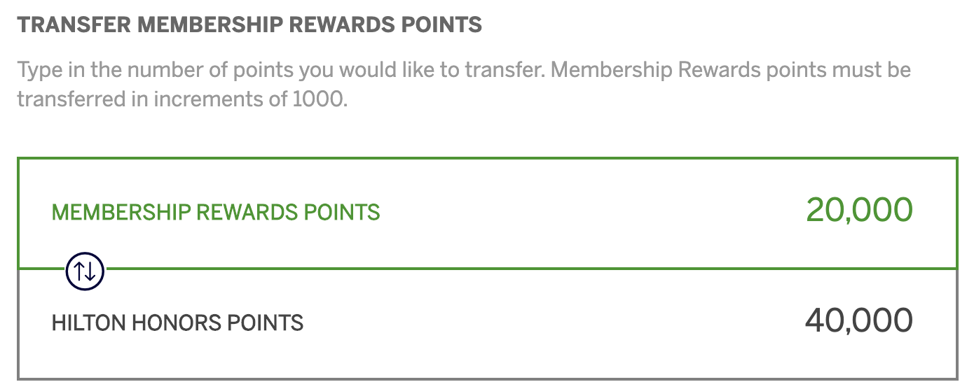 transfer amex points to Hilton