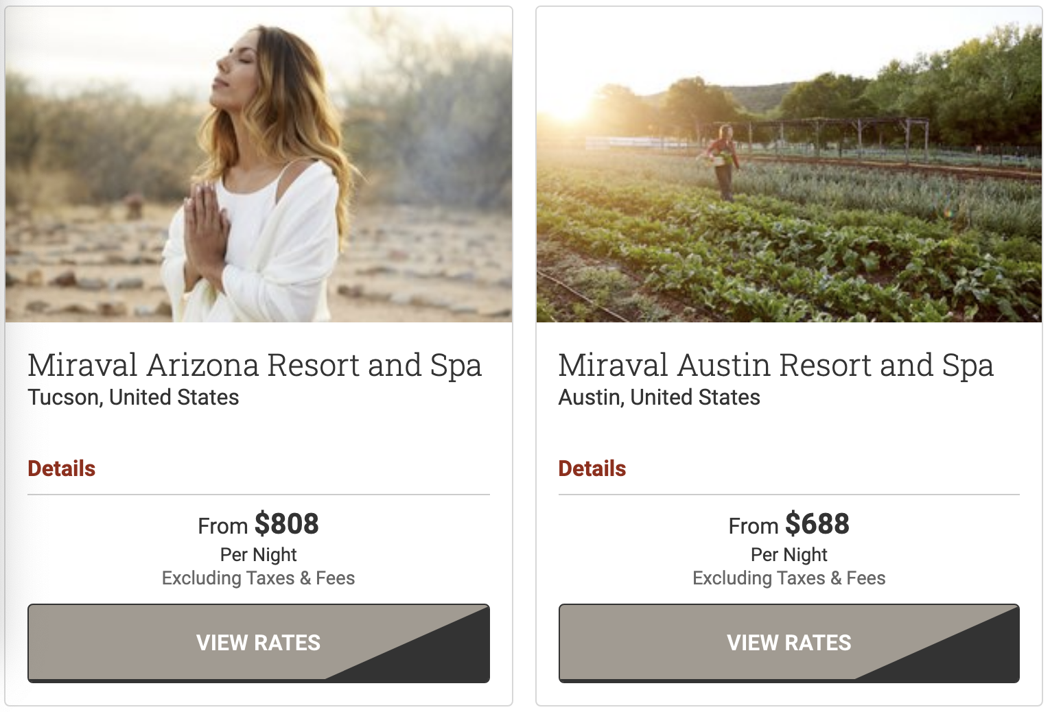 miraval resorts booking two people august
