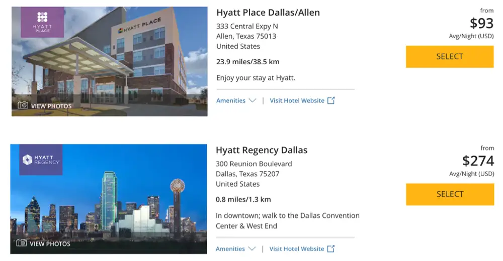 hyatt dallas fort worth costs