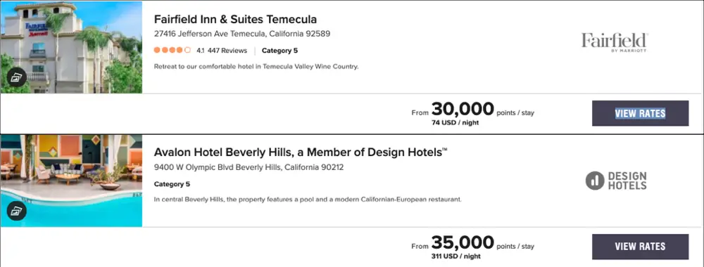 category 5 hotels high and low