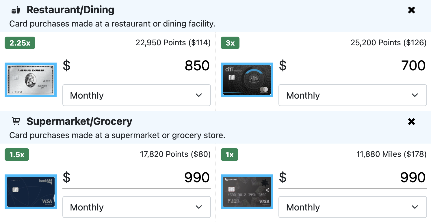 credit card combination and rewards calculator tool 2