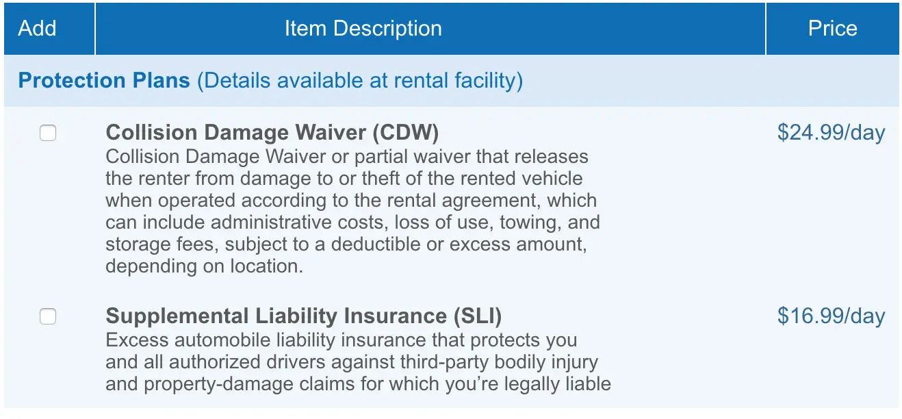 Ace Collision Damage Waiver