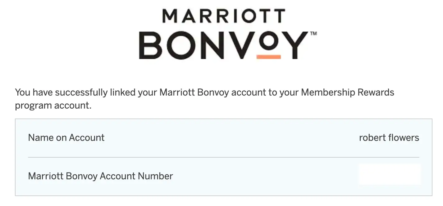 marriott bonvoy successful link