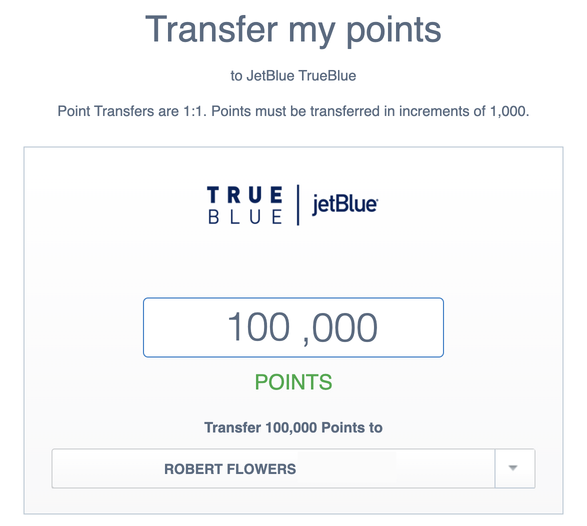 100000 chase points to jetblue points