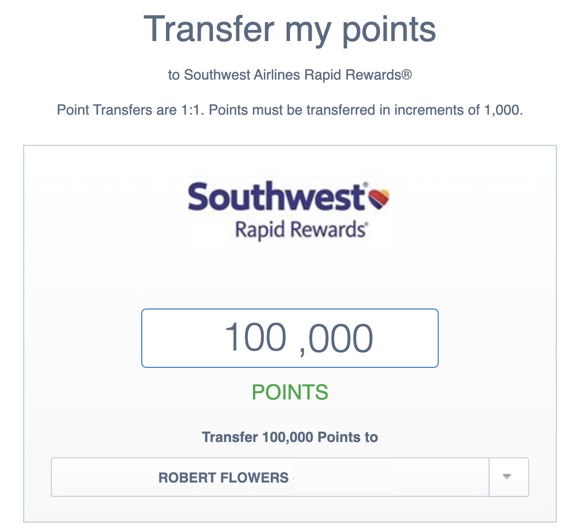 100000 chase points to southwest
