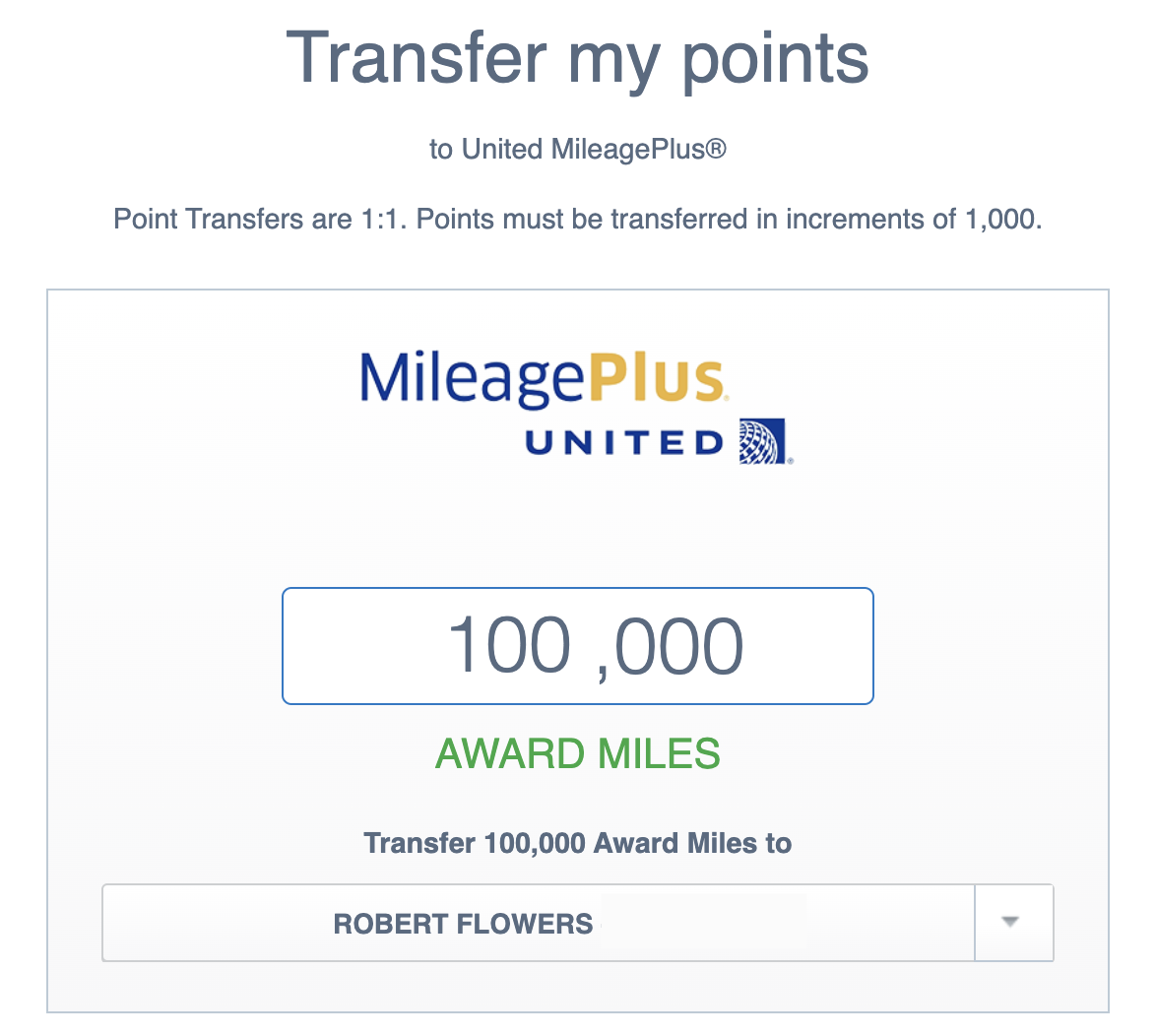 100000 chase points to united